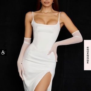 House of CB ivory satin Casimira Dress- small